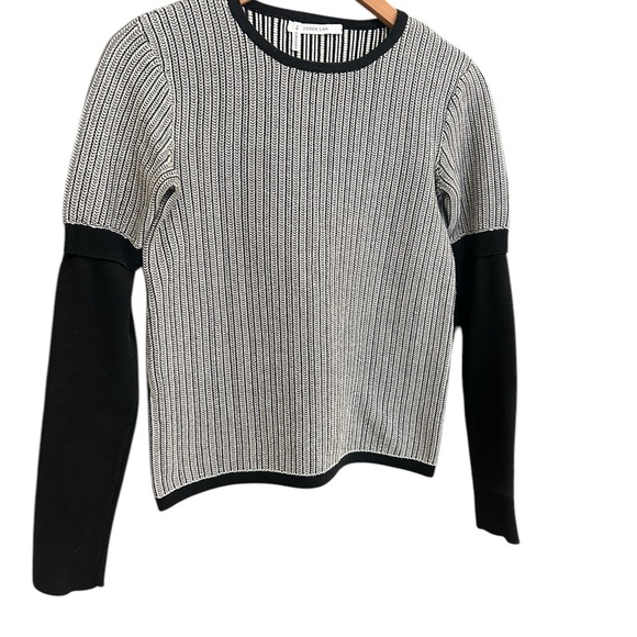 Derek Lam size M herringbone knit cotton sweater GUC Black and White - Picture 2 of 14